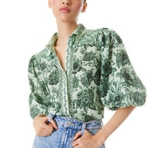 Alice & Olivia Tiffie Drama Sleeve Blouse | size M